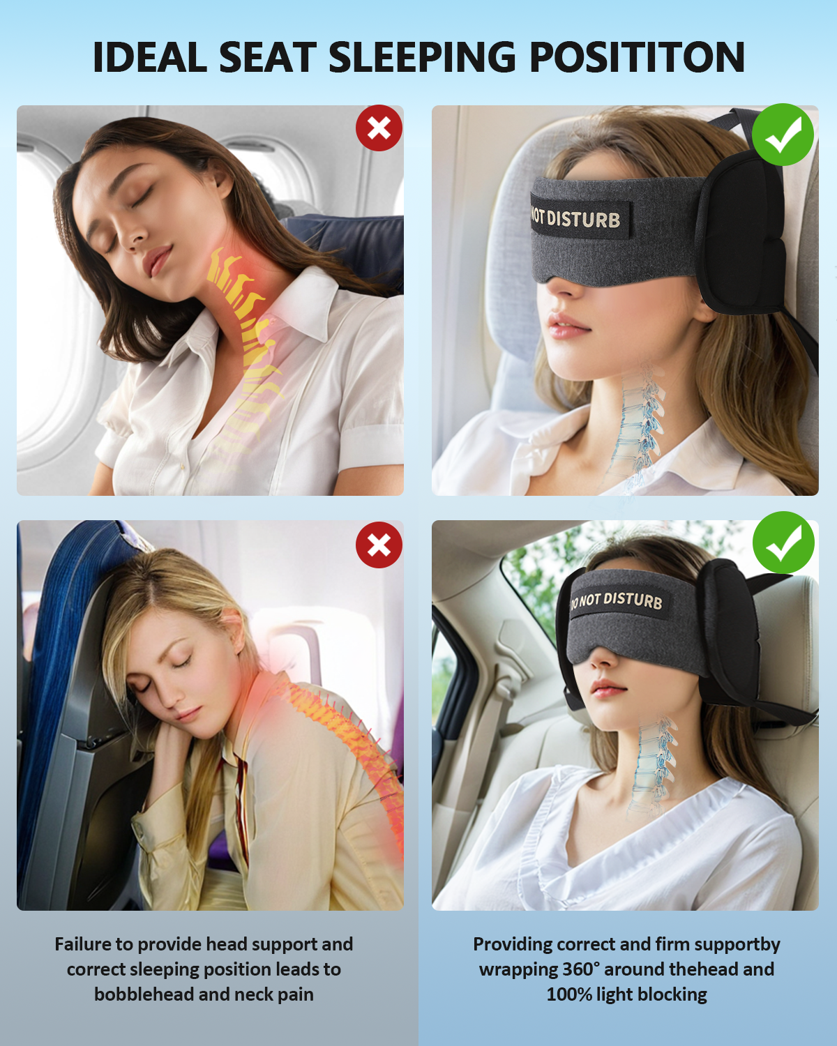 Plane Pillow with Eye Mask for Long Flights Sleeping