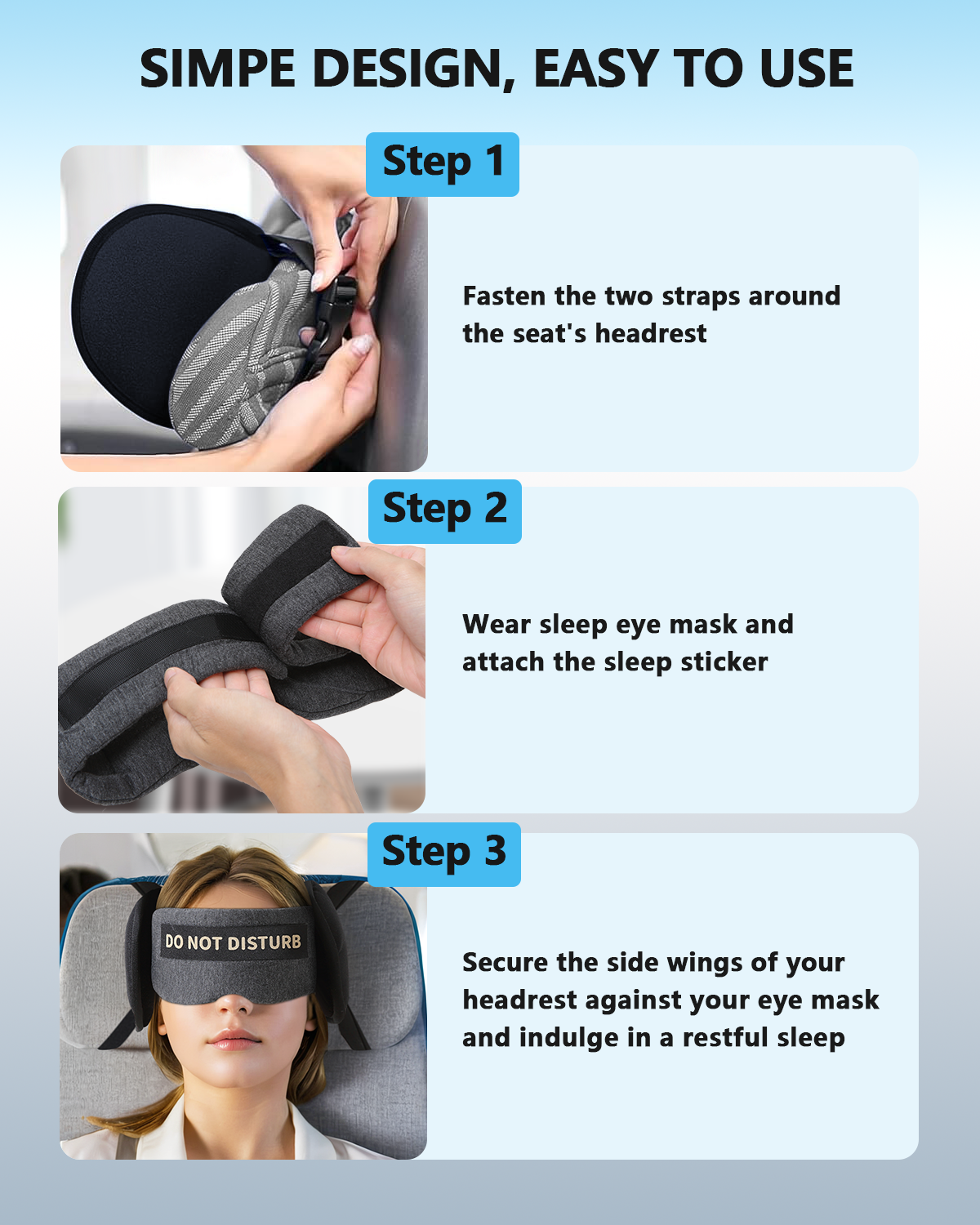 Plane Pillow with Eye Mask for Long Flights Sleeping
