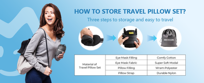 Plane Pillow with Eye Mask for Long Flights Sleeping